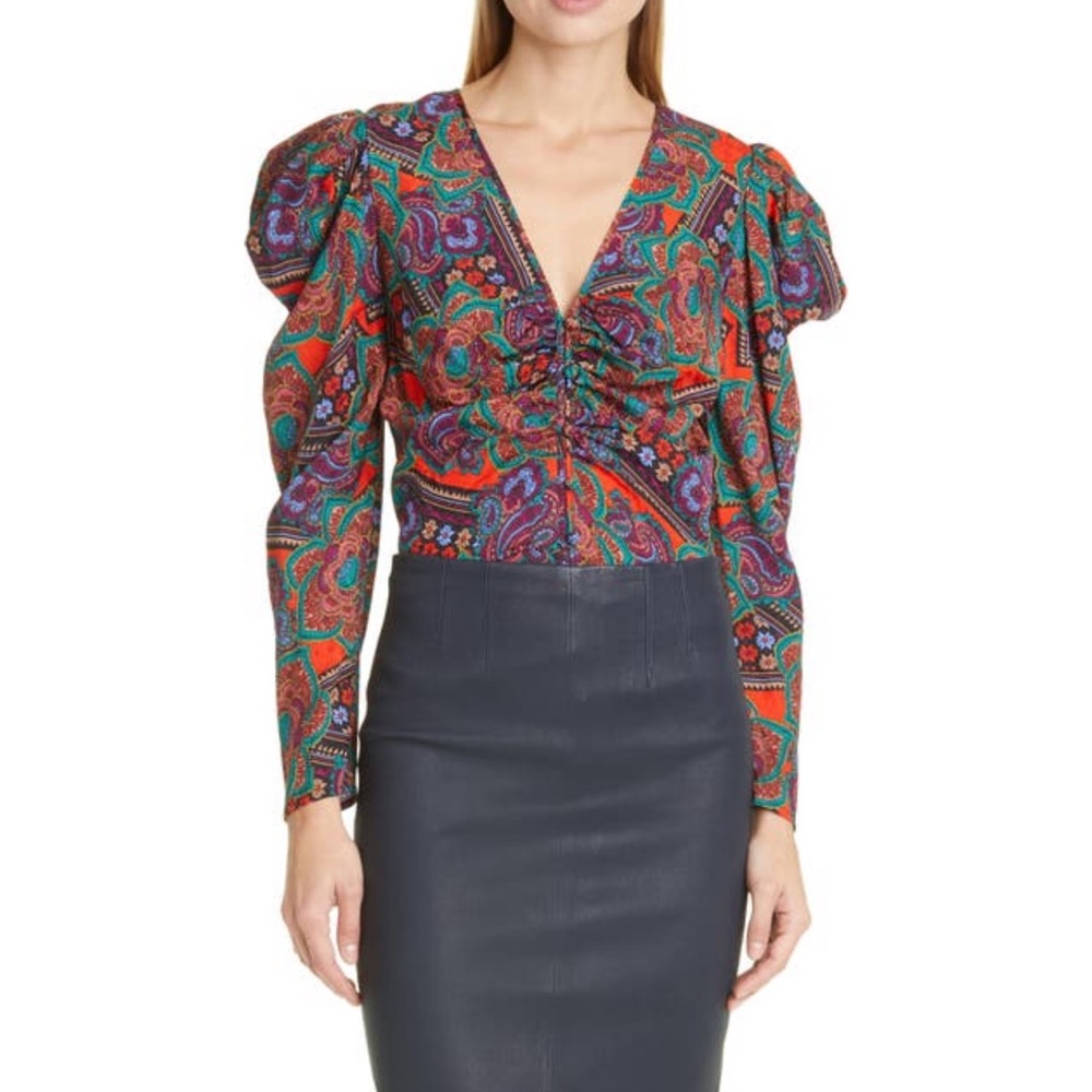 1 hour sale. Veronica Beard, Simmons Paisley floral silk blend tops